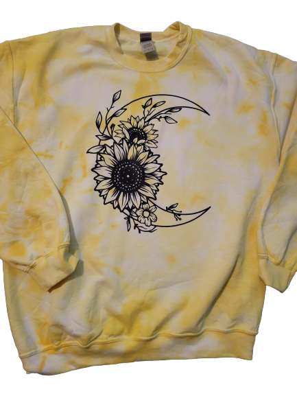 Tie Dye Yellow Flower Moon SweatShirt