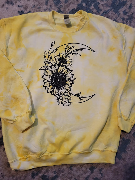 Tie Dye Yellow Flower Moon SweatShirt