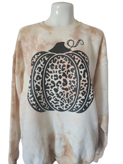 Leopard Pumpkin Tie Dye Crewneck Sweater