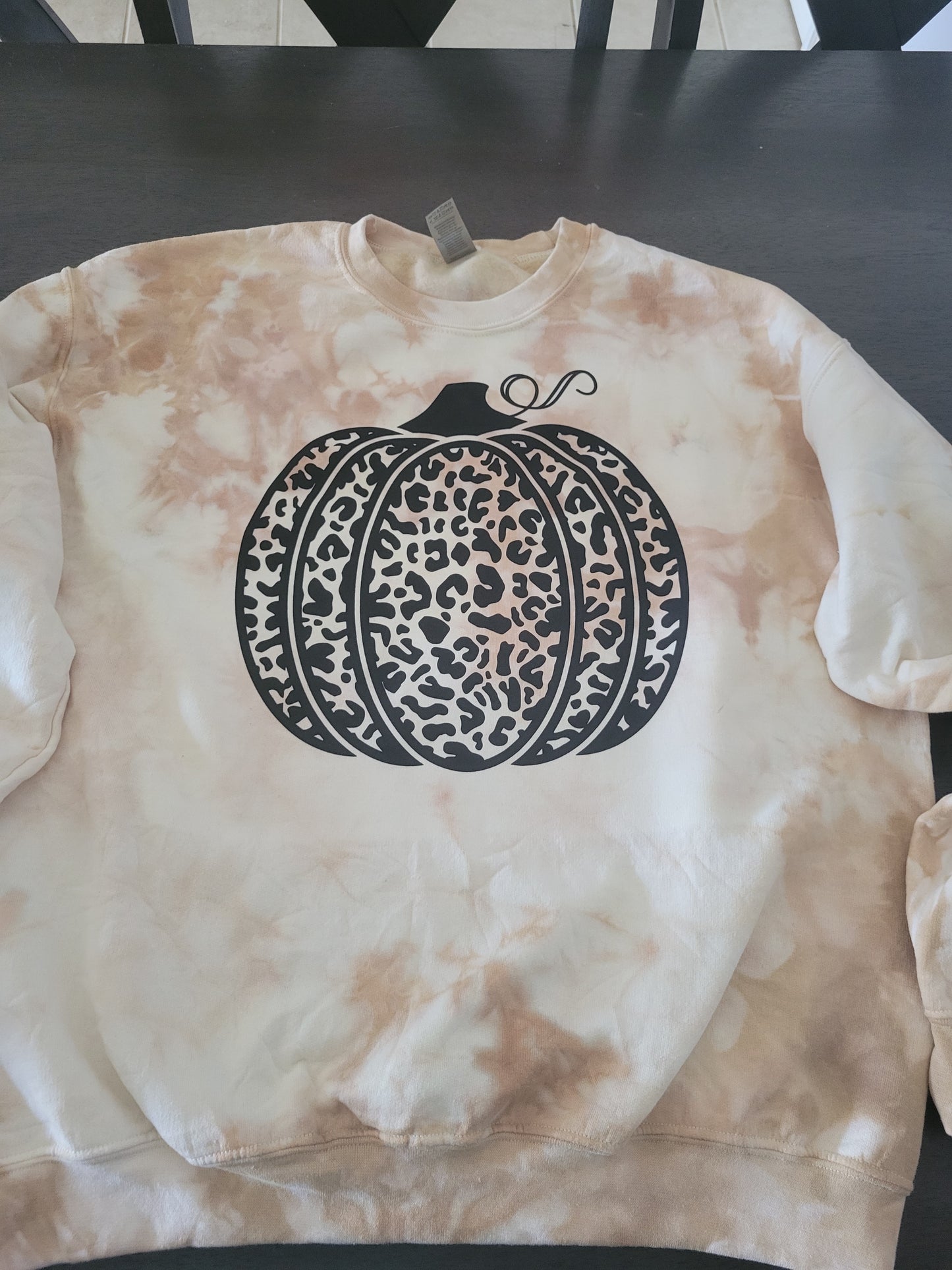 Leopard Pumpkin Tie Dye Crewneck Sweater
