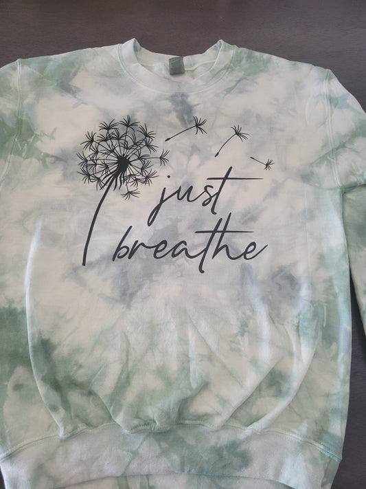 Just Breathe Tie Dyed Crewneck Sweater