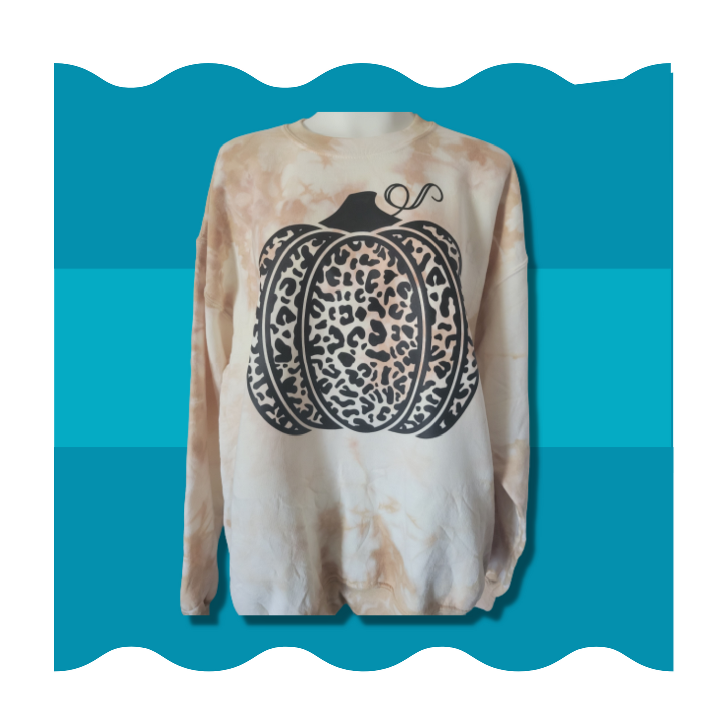 Leopard Pumpkin Tie Dye Crewneck Sweater